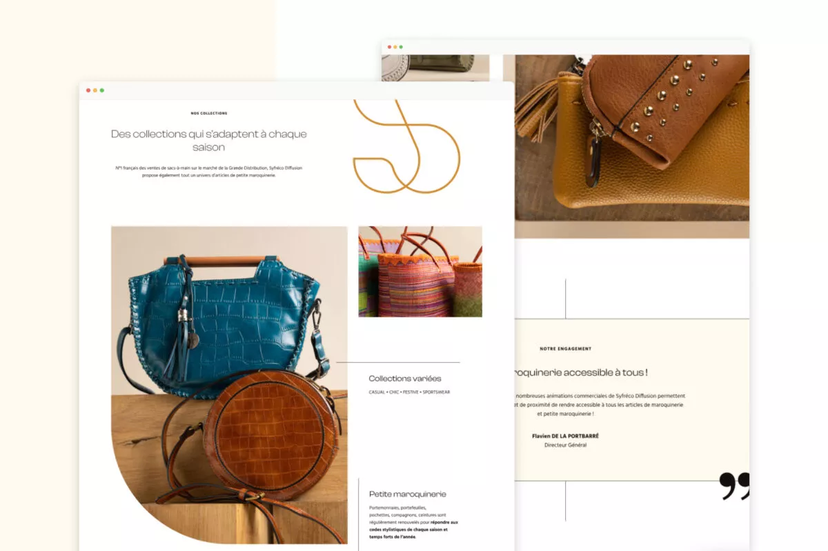 Deux pages du site web de Syfreco