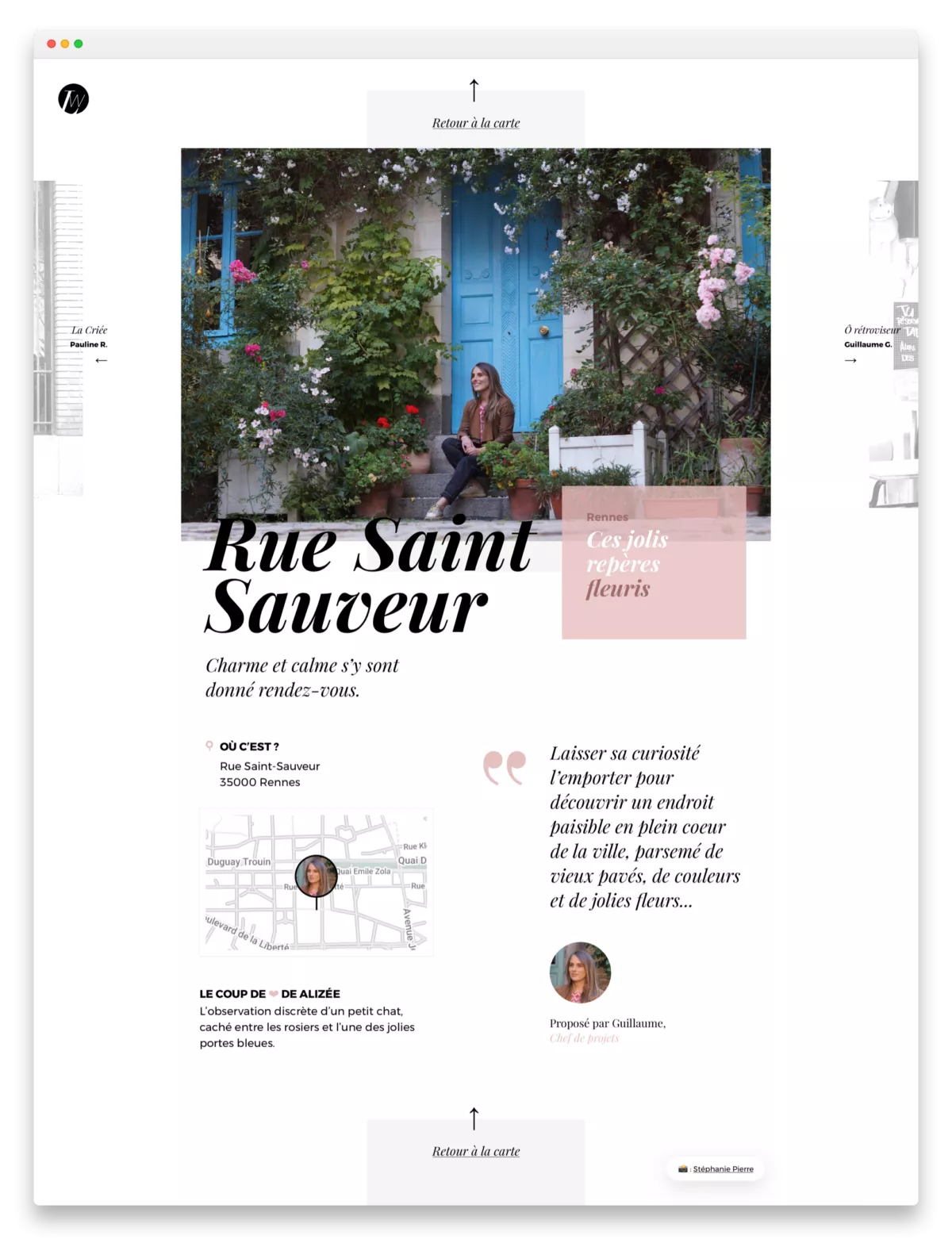 Capture d'écran du site web de Rennes LunaWeb affichant Alizée Rault dans la rue Saint-Sauveur